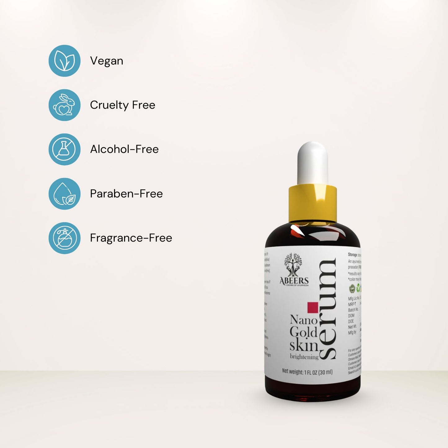 Abeers Nano Gold Skin Brightening Serum (30ml)
