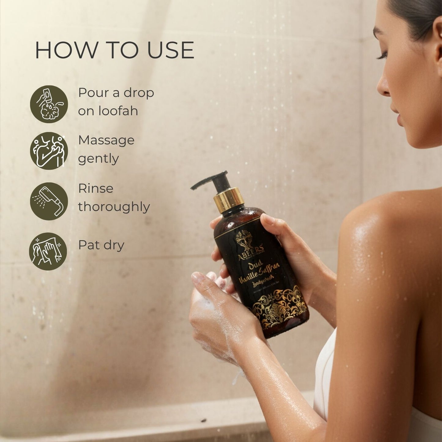 Abeers Oud Vanilla Saffran Body Wash (300ml)
