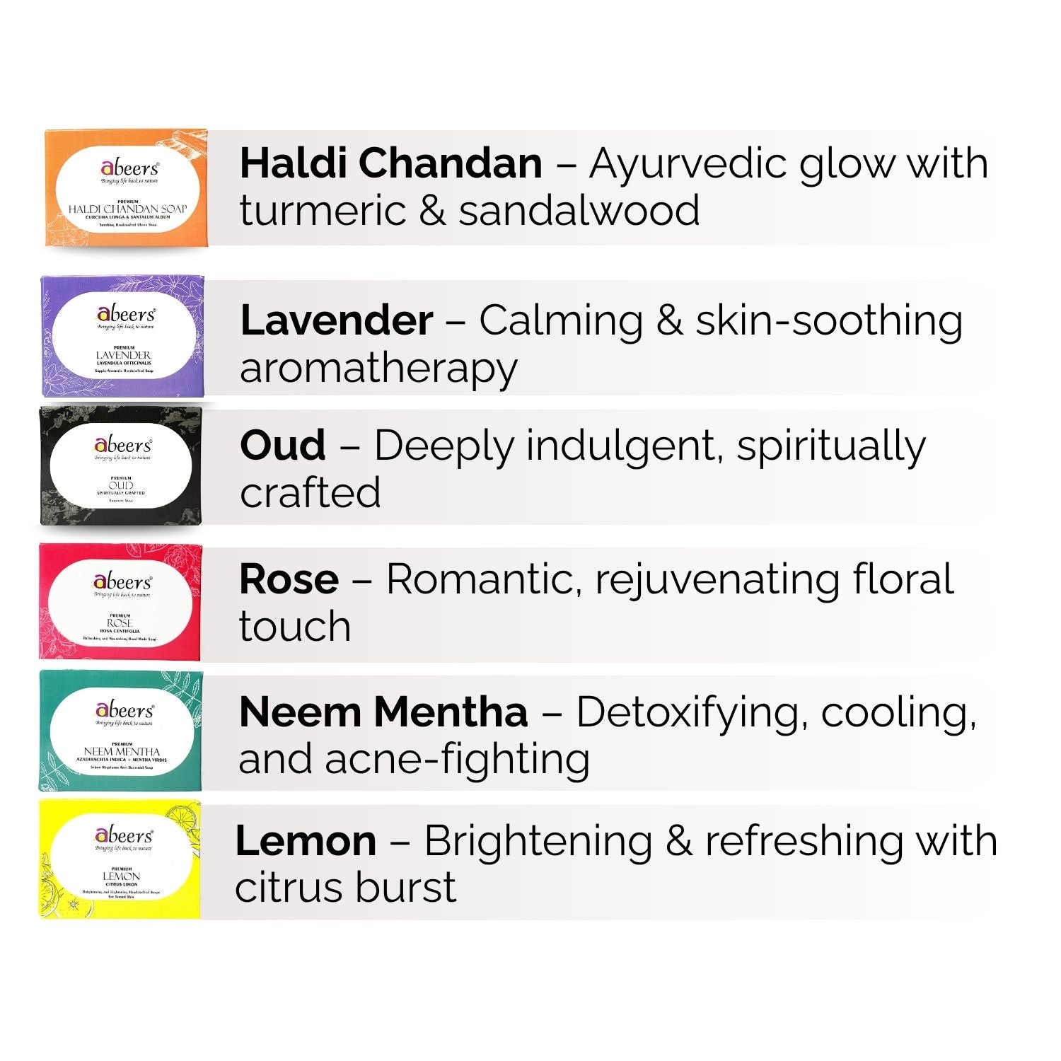 Abeers Handmade Soaps Combo –  (6 x 100g)