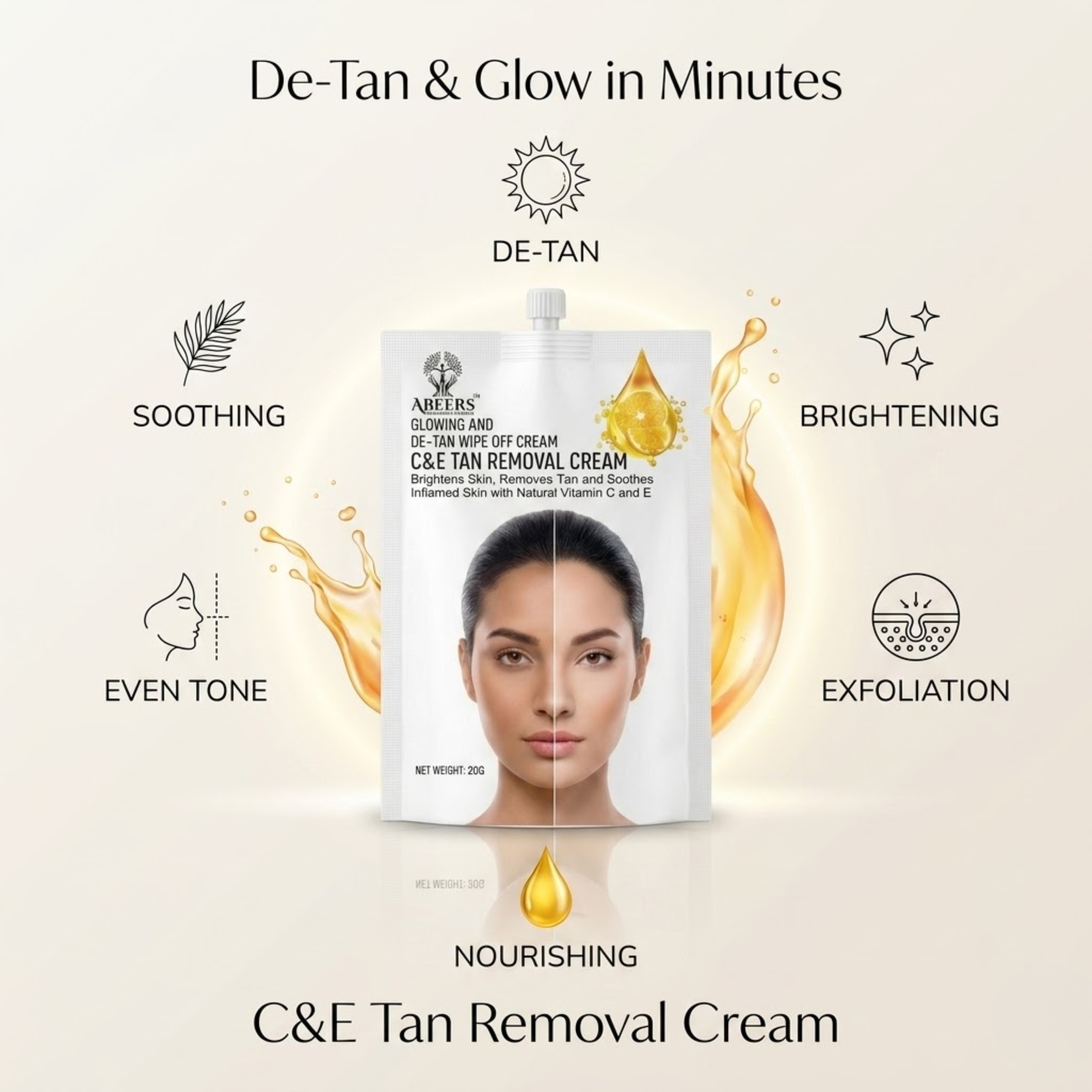 De-Tan Removal Cream with Vitamin C & E