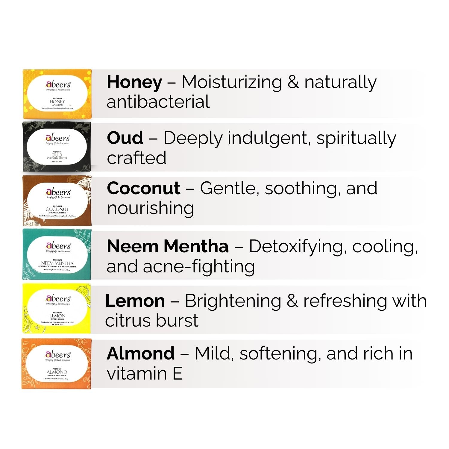 Abeers Cold Processed Soaps Combo – (6 x 100g)