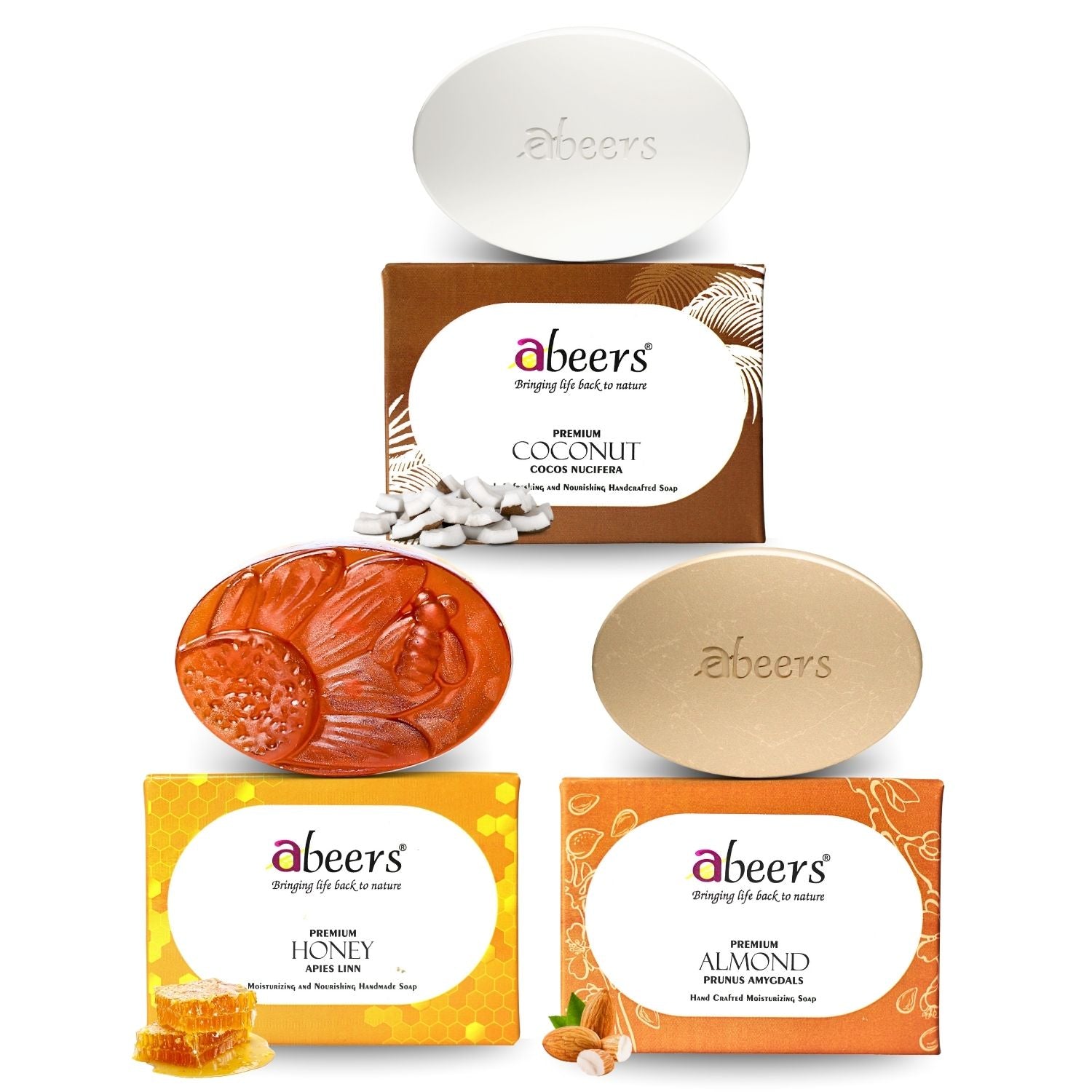 Abeers Cold Processed Soap Combo – Almond, Honey & Coconut (3 x 100g)
