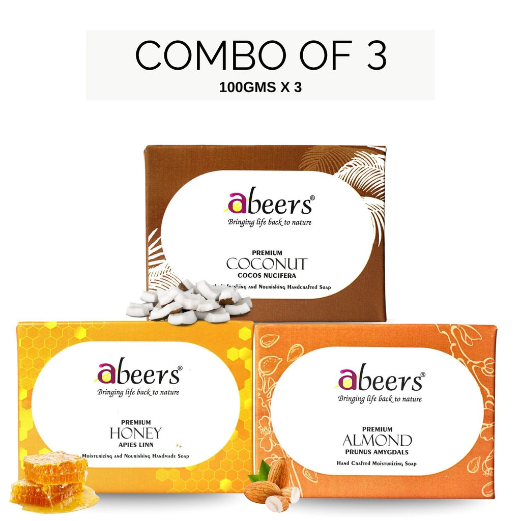 Abeers Cold Processed Soap Combo – Almond, Honey & Coconut (3 x 100g)