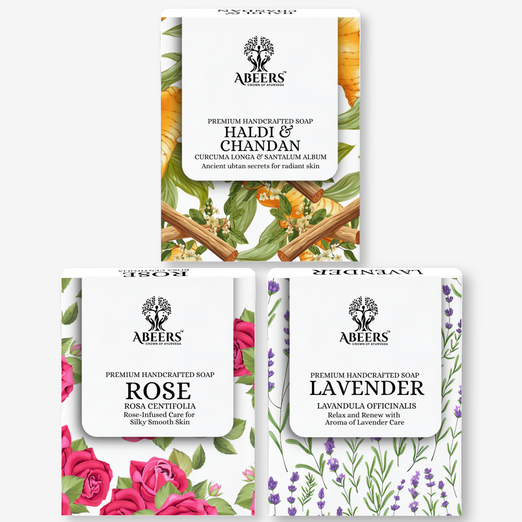 Cold Process Soap Set – Rose, Lavender & Haldi Chandan (3 x 100g)