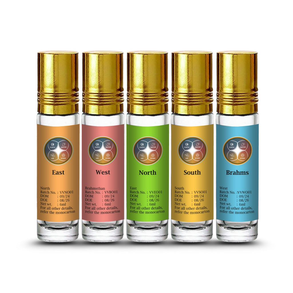 Vaastu Vaidyam Essential Oil Roll-Ons 30ml (5 x 6ml)