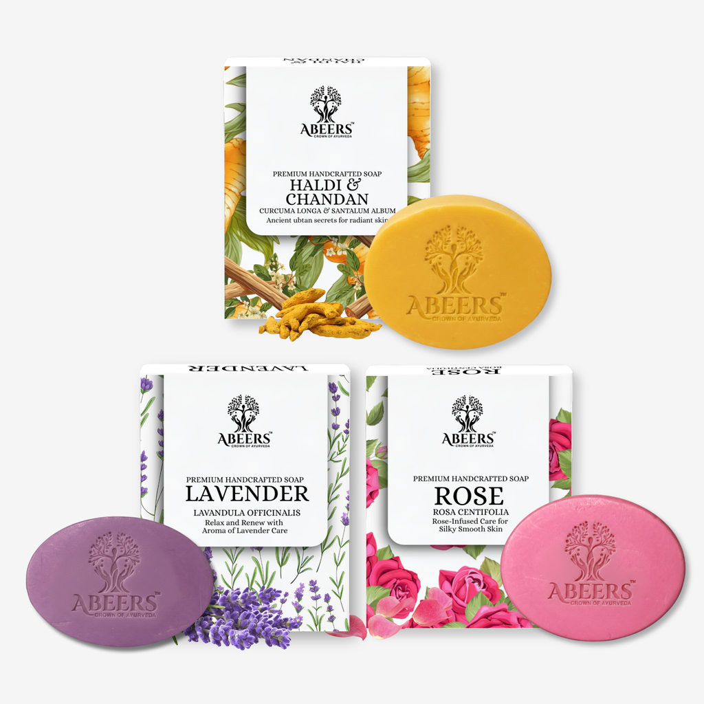 Cold Process Soap Set – Rose, Lavender & Haldi Chandan (3 x 100g)