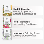 Cold Process Soap Set – Rose, Lavender & Haldi Chandan (3 x 100g)
