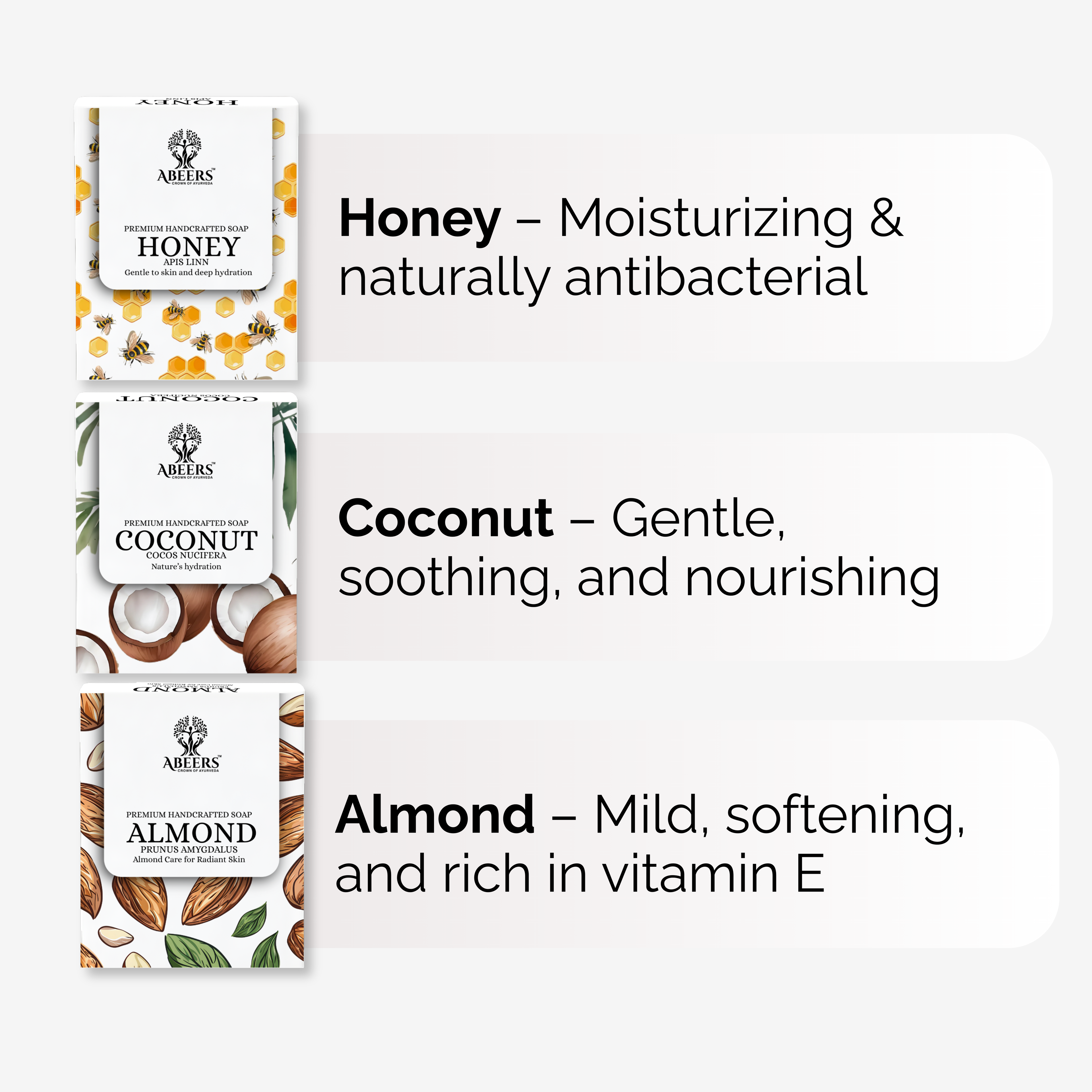 Cold Processed Soap Combo – Almond, Honey & Coconut (3 x 100g)