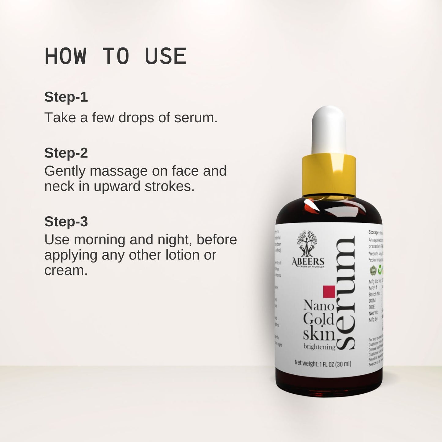 Abeers Nano Gold Skin Brightening Serum (30ml)