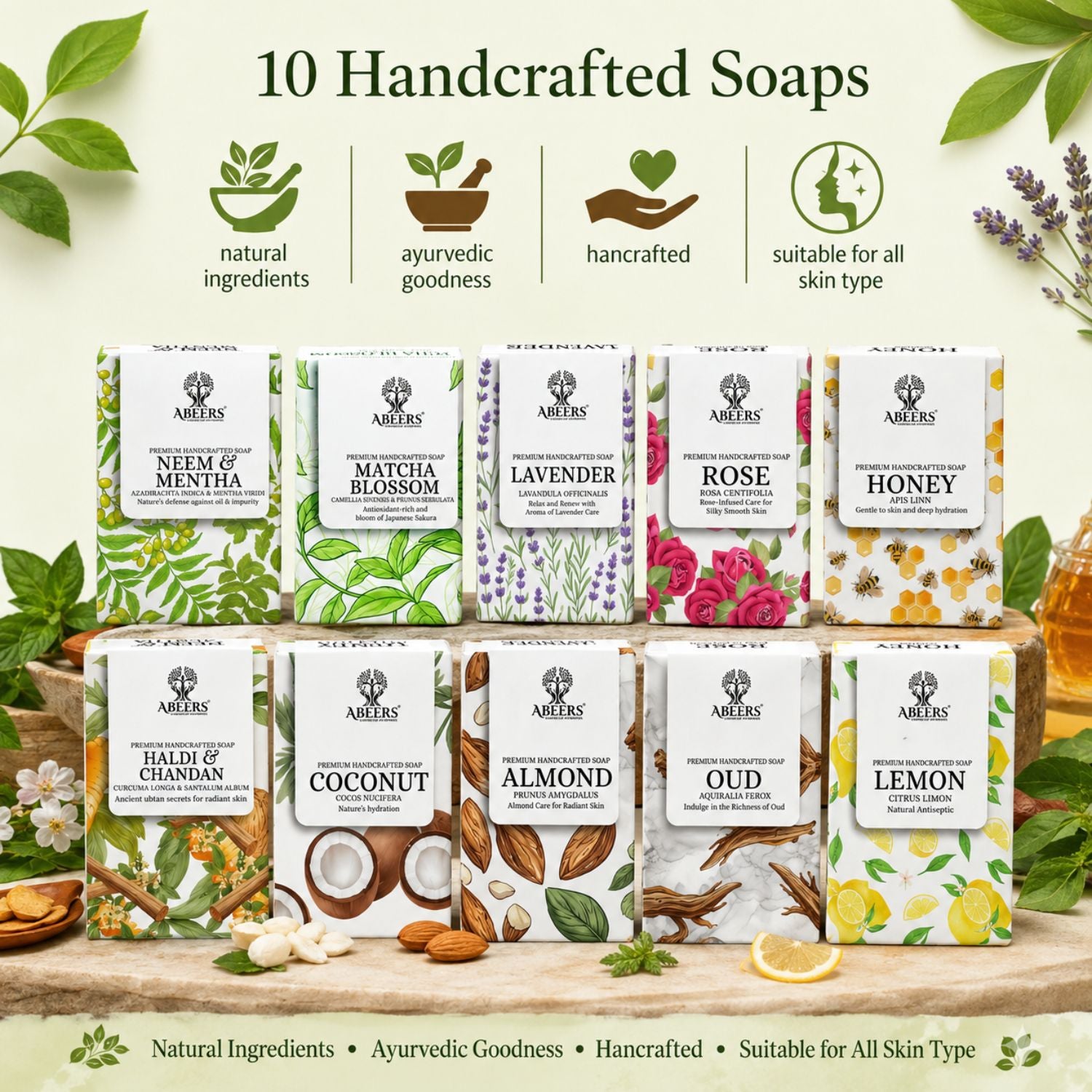 Handmade Mega Soap Combo (10 Bars x 100g)