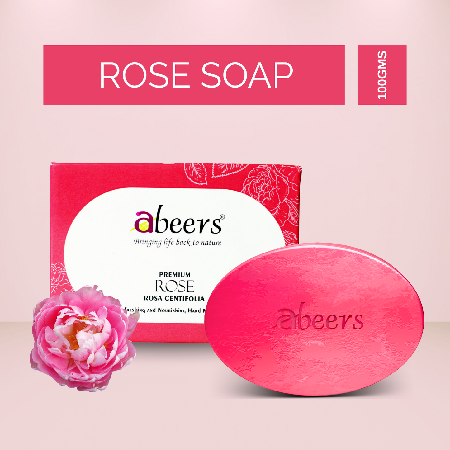 Abeers Handmade Rose Soap (100g)