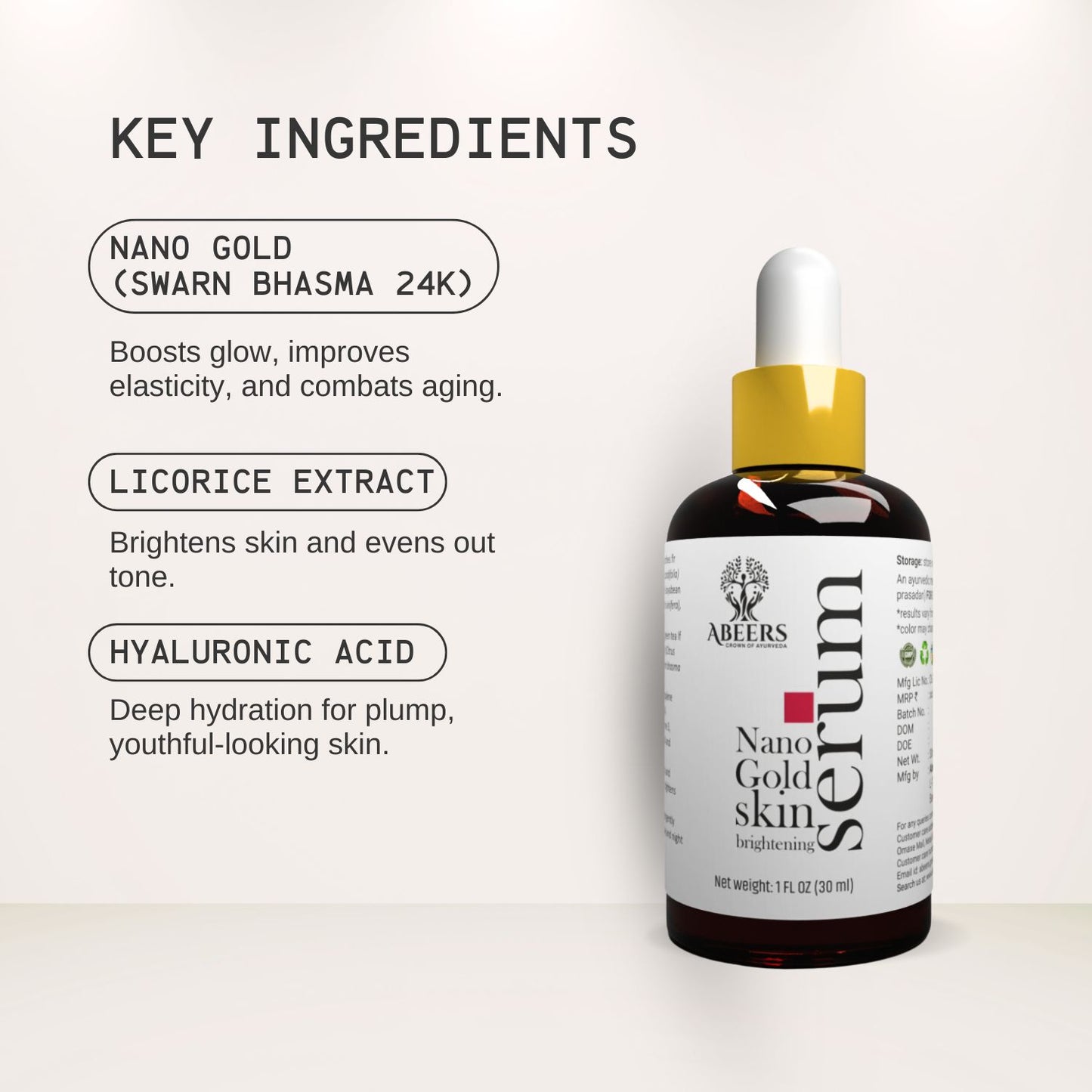 Abeers Nano Gold Skin Brightening Serum (30ml)
