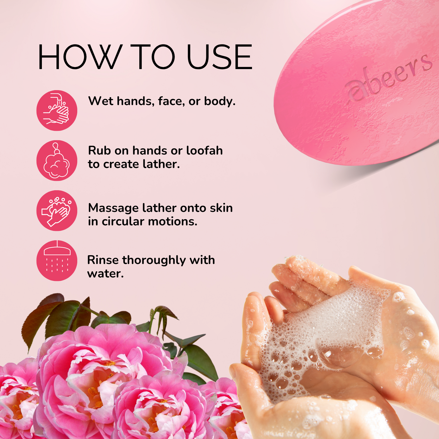 Abeers Handmade Rose Soap (100g)